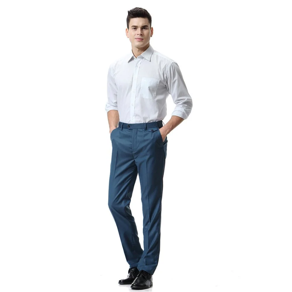 Men′ S Casual Pants Solid Colour Adjustable Waist Business Straight Leg Suit Pants