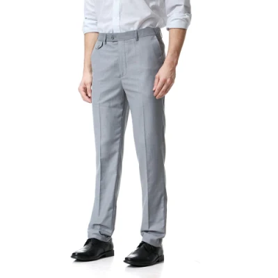 メンズ カジュアル パンツ ソリッド カラー 調節可能なウエスト ビジネス ストレートレッグ スーツ パンツ